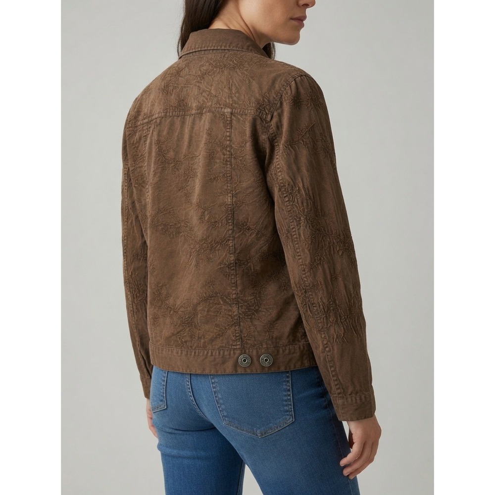 Christopher & Banks Brown Embroidered Cotton Denim Style Jacket Womens M
